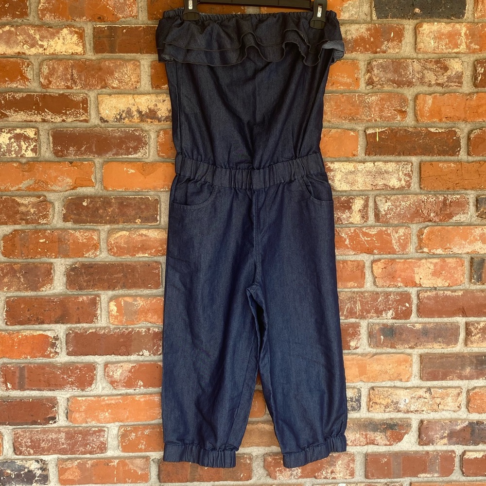 🤩GOLD DRAMA DENIM ROMPER🤩Size S